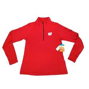 Women's Large WISCONSIN BADGERS Columbia Omni Shade Park View Fleece Half Zip